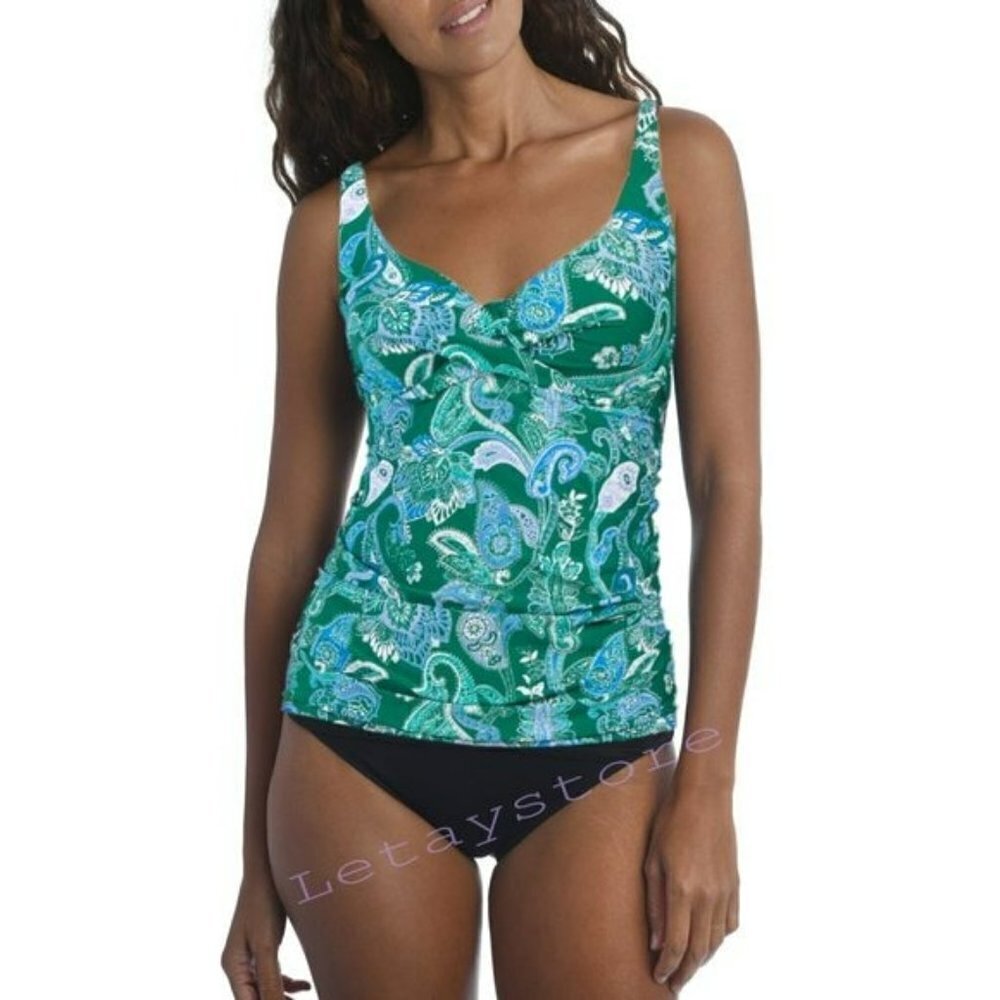 NWT ANNE COLE Underwire Floral Print Swim Tankini Top
